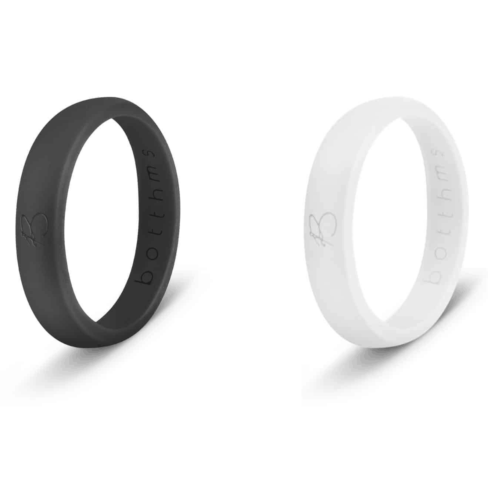 botthms botthms Ladies Double Set Silicon Ring – Black/White Silicone Rings